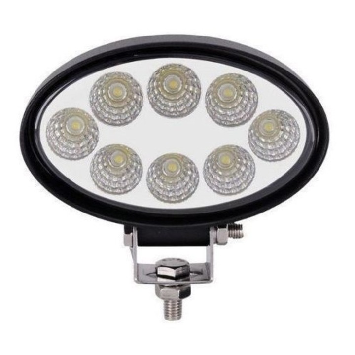Proiector LED Auto Offroad 24W/12V-24V, 1440 Lumeni, Negru, Flood Beam,Oval