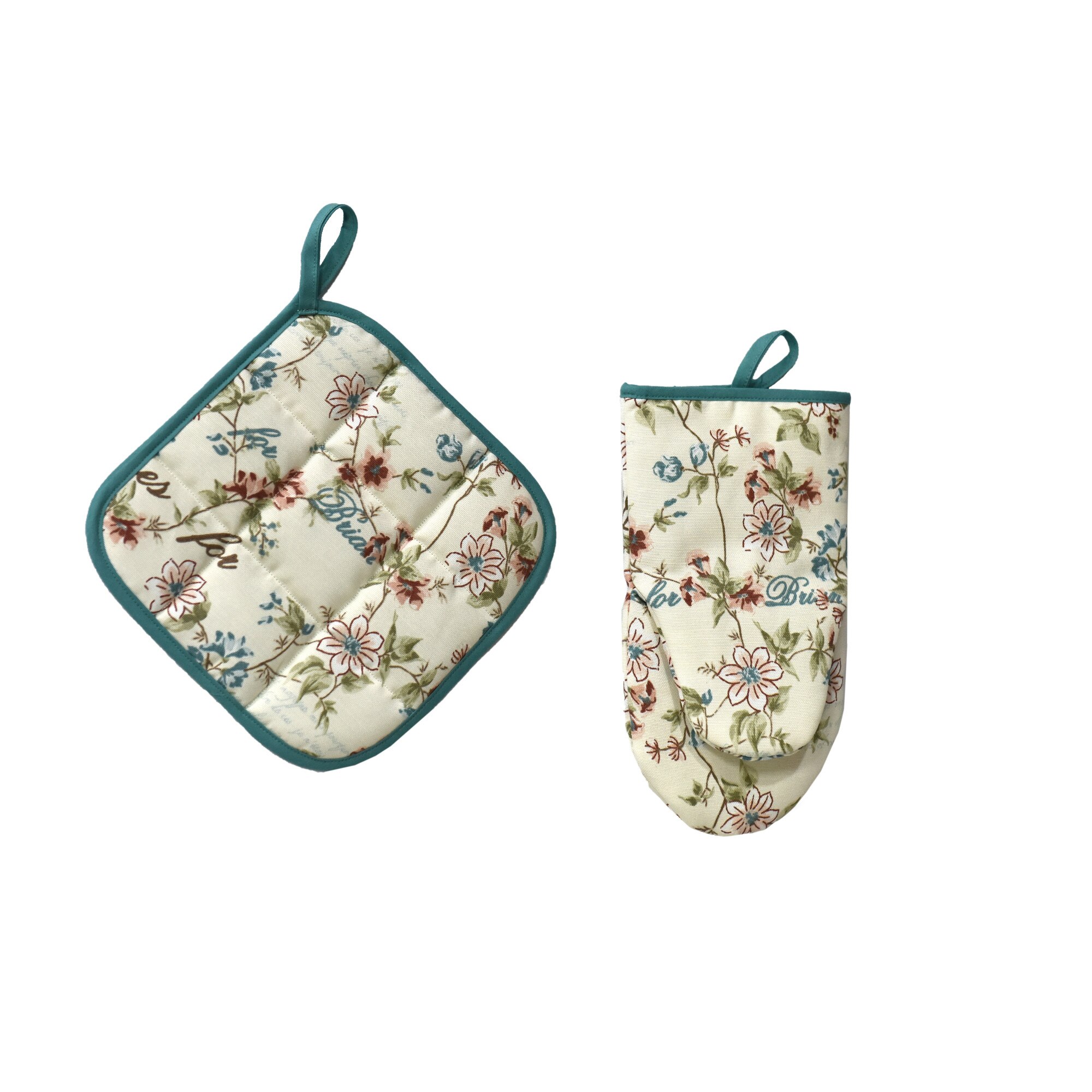 Manusa si palmar handmade, Atelier Diversis, imprimeu floral turcoaz