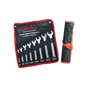 Set chei fixe duble, 8 buc, 6-22mm in mapa textila Set chei fixe duble, 8 buc, 6-22mm in mapa textila