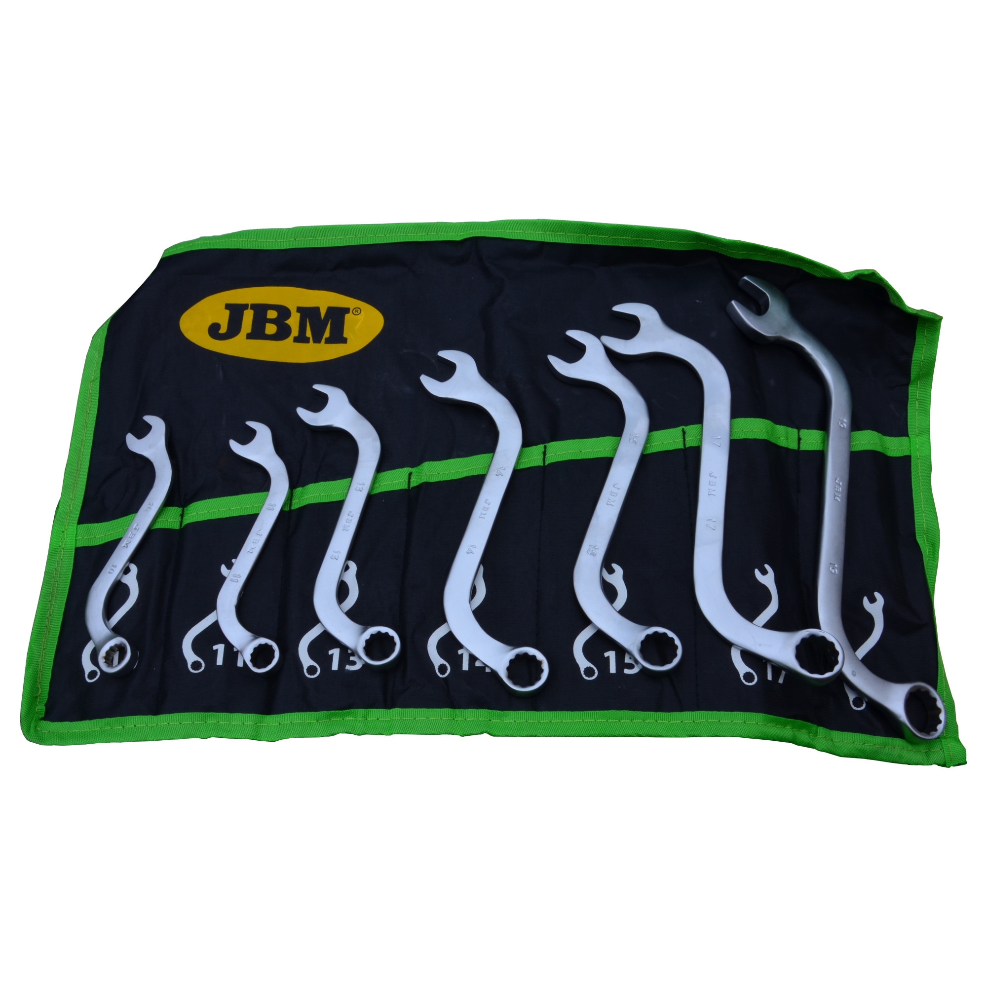 Set de 7 chei combinate curbate in forma de S, JBM 10-19mm