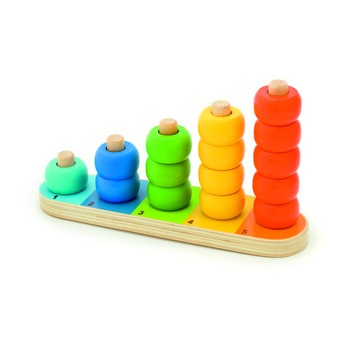 Joc educativ, Pino, Inele colorate de stivuit, lemn Joc educativ, Pino, Inele colorate de stivuit, lemn