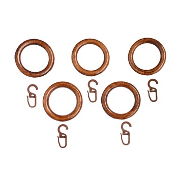 Set 5 inele din lemn + 5 carlige pentru perdea si/sau draperie,diametru: 5.7 cm,Nuc Set 5 inele din lemn + 5 carlige pentru perdea si/sau draperie,diametru: 5.7 cm,Nuc