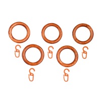 Set 5 inele din lemn + 5 carlige pentru perdea si/sau draperie,diametru: 5.7 cm,Cires
