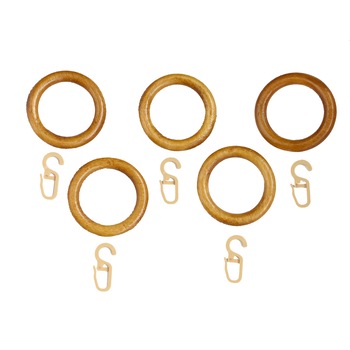 Set 5 inele din lemn + 5 carlige pentru perdea si/sau draperie,diametru: 5.7 cm,Stejar Inchis Set 5 inele din lemn + 5 carlige pentru perdea si/sau draperie,diametru: 5.7 cm,Stejar Inchis
