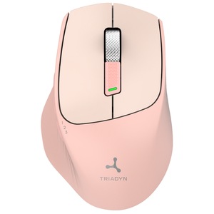 Mouse PC Fara Fir Triadyn GANYMEDE PRO, Senzor Optic, 7 Butoane, 1000/1200/1600 DPI, Conectare 3 dispozitive, Receptor USB 2.4 GHz / Bluetooth, Acumulator 600 mAh, Click Silentios, Roz
