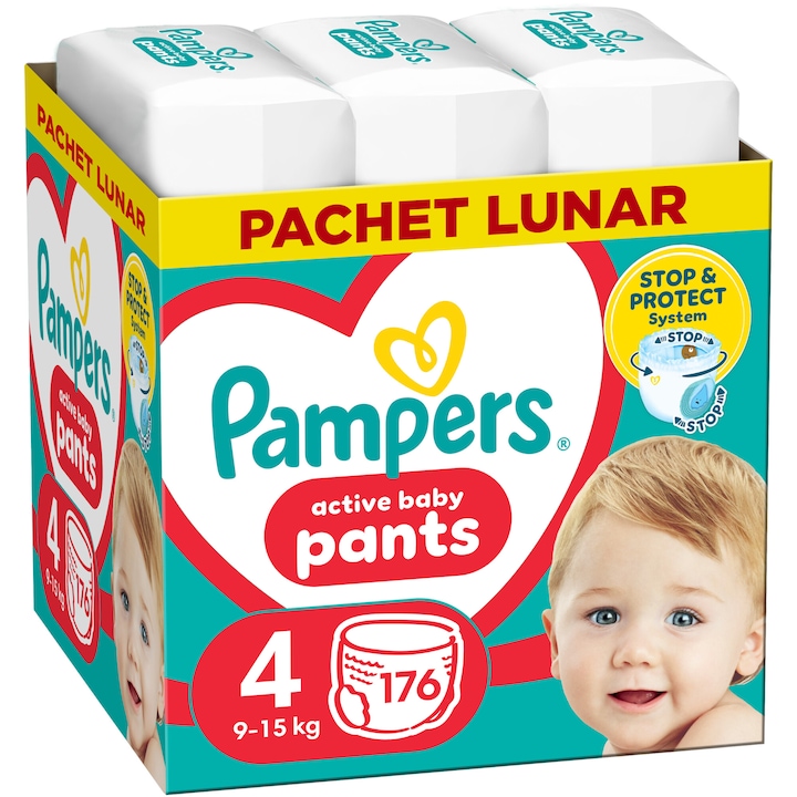 Пелени-гащички Pampers Active Baby XXL Размер 4, 9kg-15kg, 176 броя