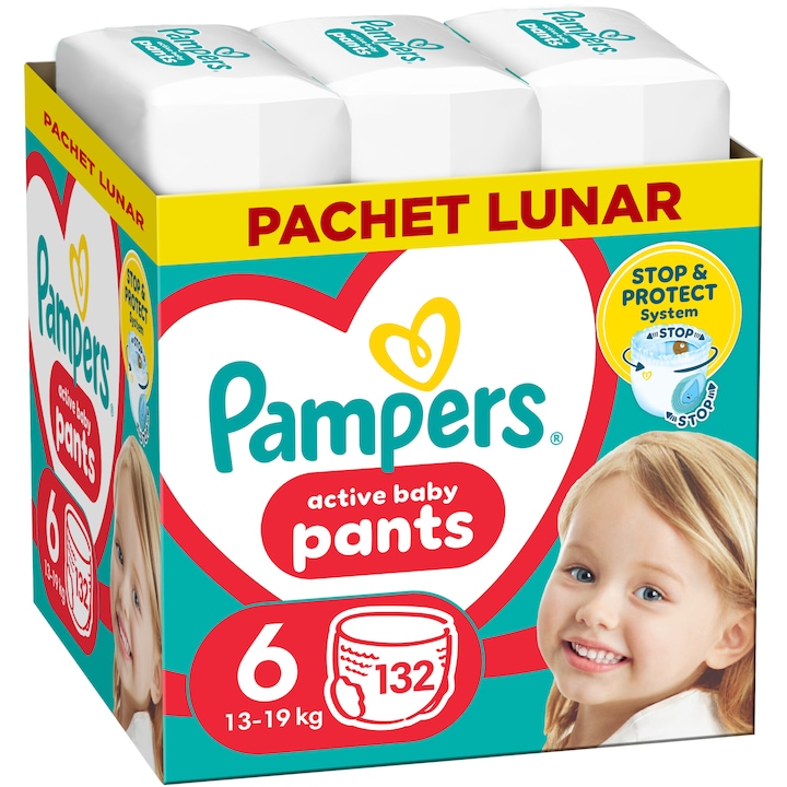 Пелени-гащички Pampers Active Baby XXL Размер 6, 13kg-19kg, 132 броя