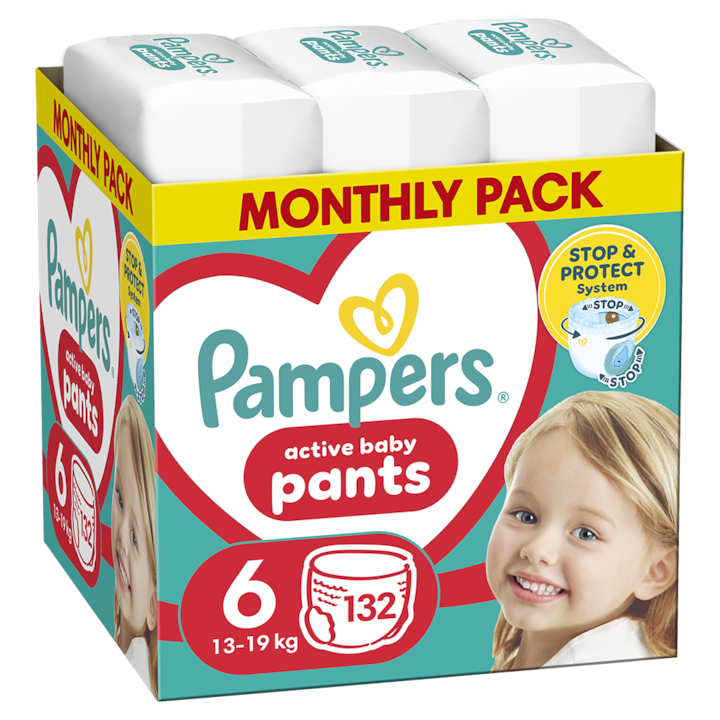 Pampers Pants bugyipelenka, Junior 6, 14-19 kg, havi pelenkacsomag, 132 db