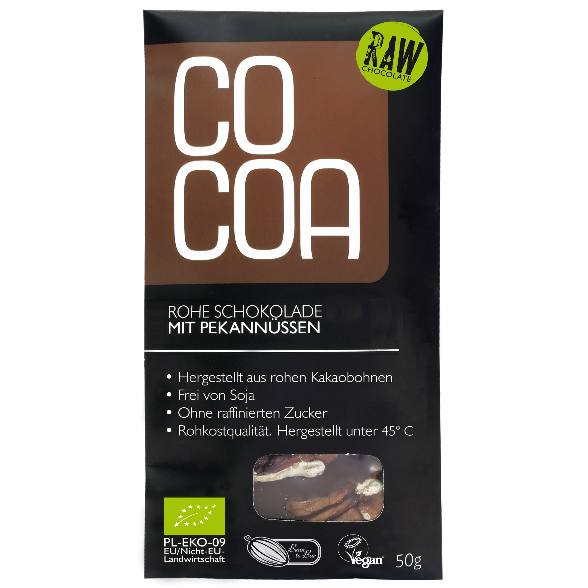 Ciocolata RAW VEGAN cu Nuci Pecan ECO 50 G