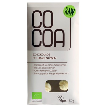 Ciocolata RAW cu Alune de Padure ECO 50 G Ciocolata RAW cu Alune de Padure ECO 50 G
