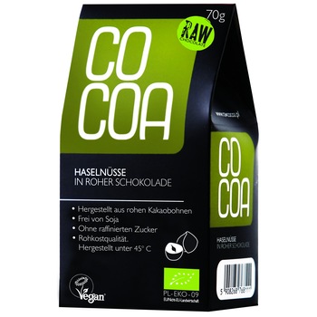Alune de Padure in Ciocolata RAW ECO 70 G Alune de Padure in Ciocolata RAW ECO 70 G