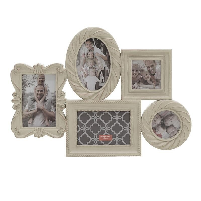 Colaj de rame foto clasic din plastic pentru 5 fotografii