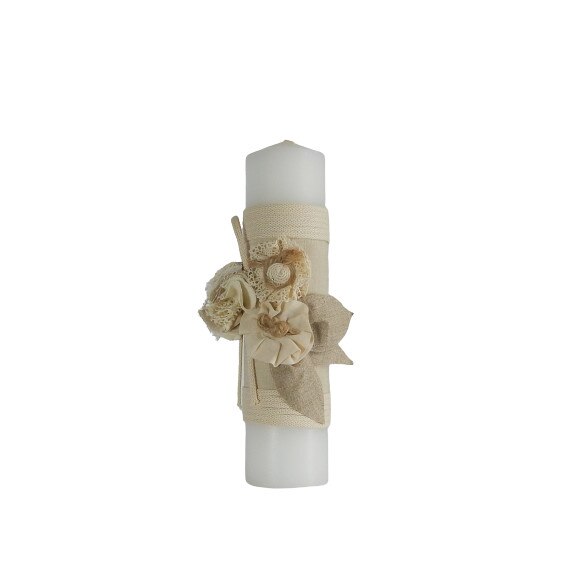 Lumanare pentru botez biserica, Odorul Mamei, Povestea Inului, unicat, cu aplicatii handmade