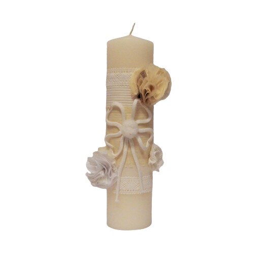 Lumanare pentru botez biserica, Odorul Mamei, Trifoiul de In, unicat, cu aplicatii handmade