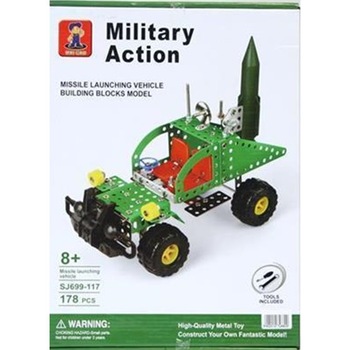 Joc de construit tanc militar cu lansator 178 piese Joc de construit tanc militar cu lansator 178 piese