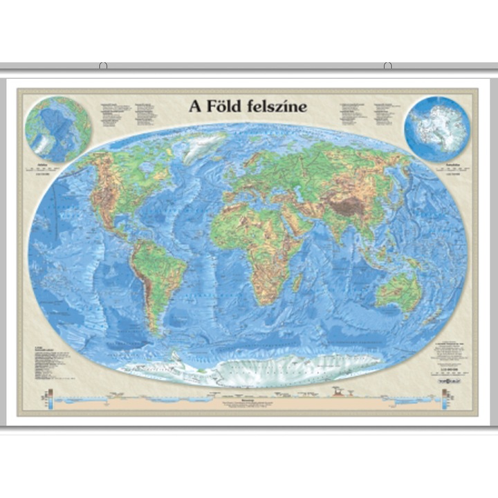 A Föld felszíne falitérkép műanyag léccel (2006) - (125 cm x 90 cm)
