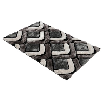 Covor 3D Kring Shaggy, 160x230 cm, 2200 gsm, model colturi, Gri inchis/Gri deschis Covor 3D Kring Shaggy, 160x230 cm, 2200 gsm, model colturi, Gri inchis/Gri deschis