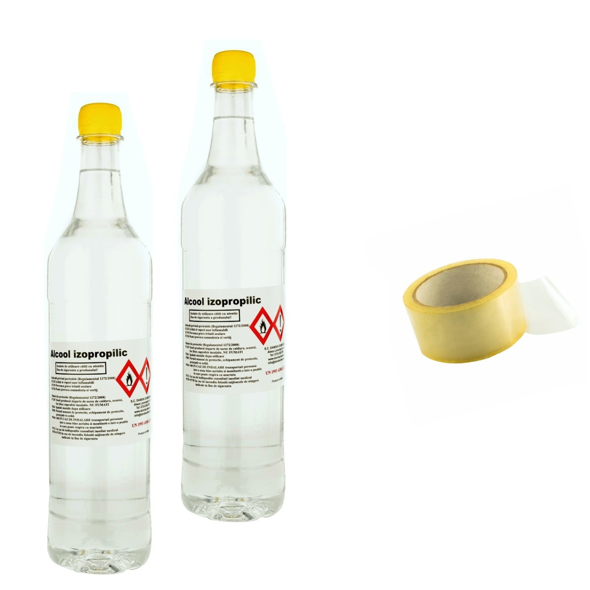 Pachet 2 litri alcool izopropilic IPA puritate 99.9% + 1 rola banda scotch (48 mmx 66m) cadou