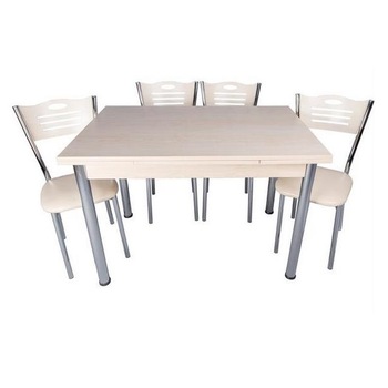 Set masa extensibila Akca cu 4 scaune eco crem Set masa extensibila Akca cu 4 scaune eco crem