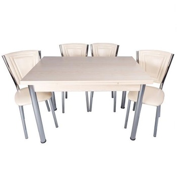 Set masa extensibila 110 x 70 Akca cu 4 scaune Efes crem Set masa extensibila 110 x 70 Akca cu 4 scaune Efes crem