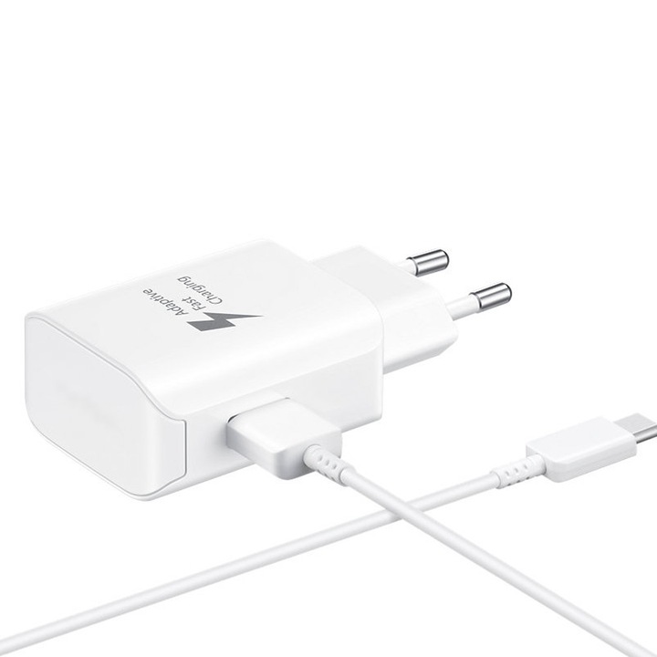 Захранване и кабел GSM Borsa Fast Charger USB-C EP-TA300CW за устройства с USB-C стандарт, Бял
