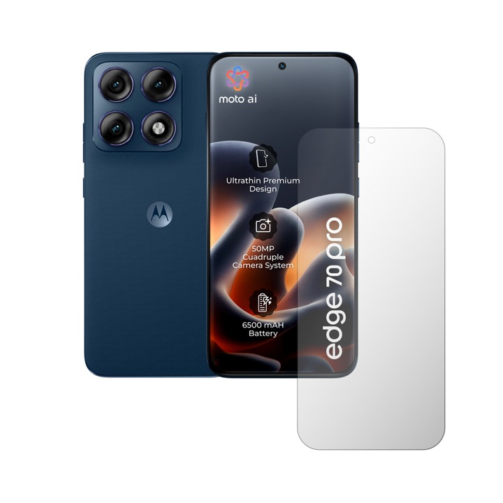 Set 2X Folie Protectie Ecran Folie24, pentru Motorola Edge 70 Pro, 1X Ultra-Clear + 1X Mata, Acoperire Case-Friendly ( Compatibile cu Carcasa ), Adezive, Flexibile cu Auto Regenerare