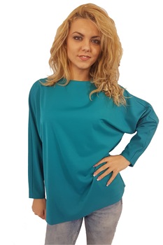 Bluza casual turcoaz, Adelina Teodora,model fluture, 36/38 EU Bluza casual turcoaz, Adelina Teodora,model fluture, 36/38 EU