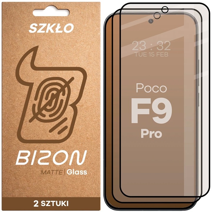 Set 2 folii sticla securizata Bizon Glass Matte Duo compatibile cu Xiaomi Poco F9 Pro, Negru