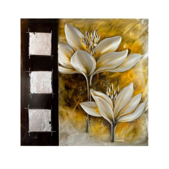 Tablou Crini, Floral 03, realizat manual; rama din lemn, 80 x 80 cm