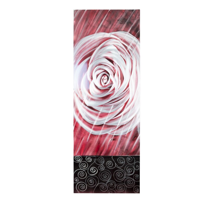 Tablou Trandafir, Floral 05, realizat manual din aluminiu, 40 x 120 cm