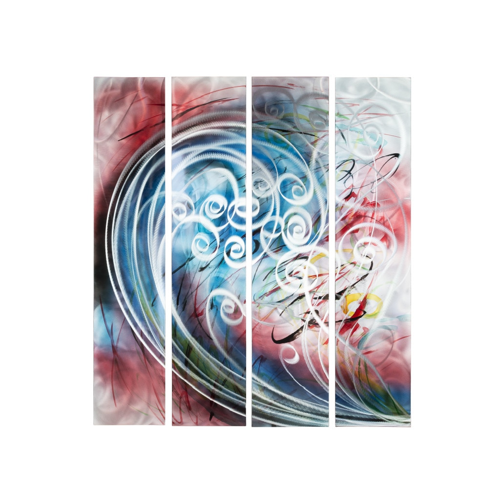 Tablou Abstract 03, realizat manual din aluminiu, 4 piese, 20 x 110 cm