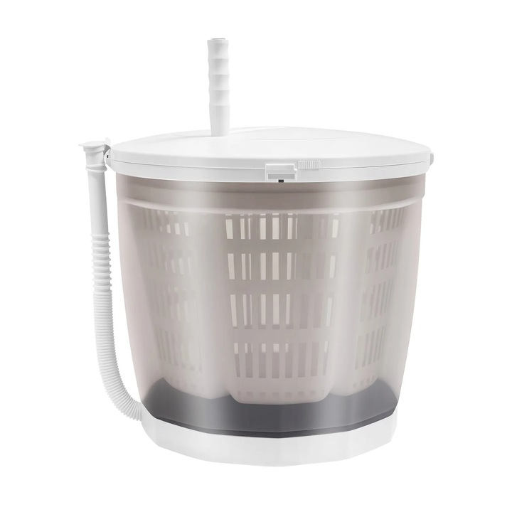 Mini masina de spalat 2 in 1, masina de spalat manuala cu stoarcere, fara electricitate, capacitate 2 kg, stoarcere 40–50%, 35x32 cm, alba