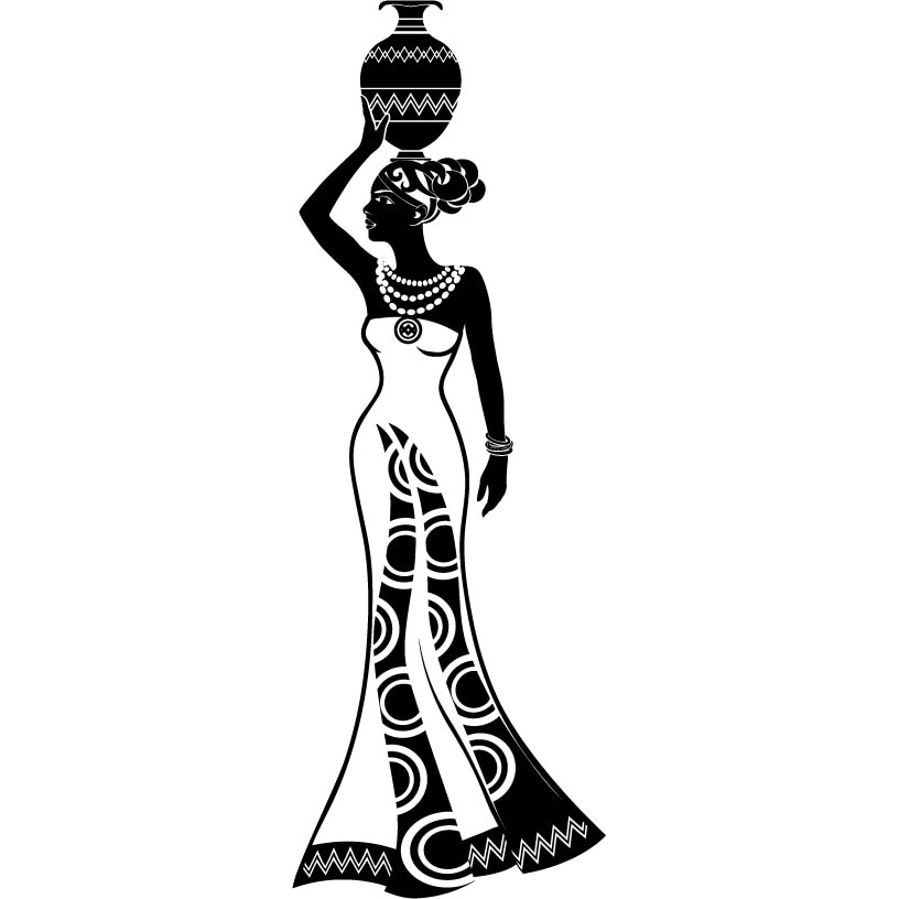 Sticker de perete Silueta Africana, Negru, 40x112 cm