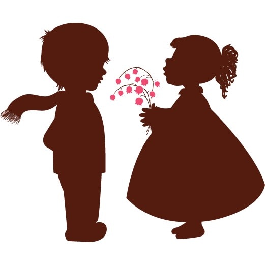 Sticker decorativ La prima intalnire, Maro cu Roz, 110x90 cm