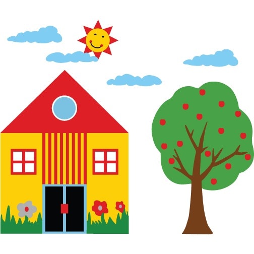 Sticker pentru copii - casa cu copac, 120x142 cm
