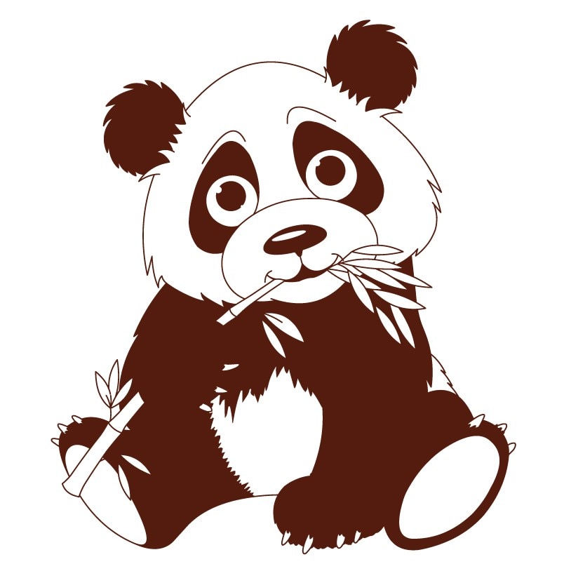Sticker decorativ Un simpatic ursulet panda, Maro, 50x57 cm