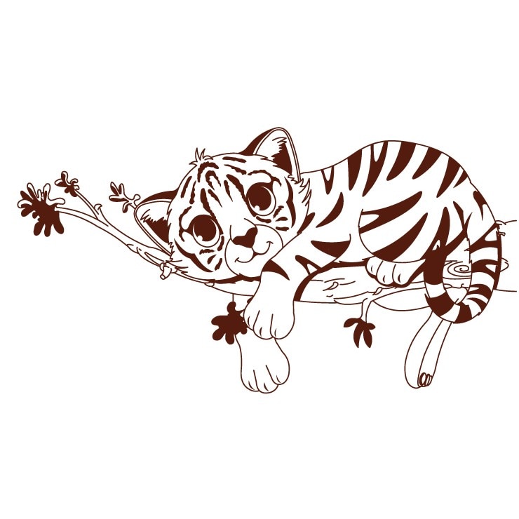 Sticker decorativ Tigrisorul simpatic, Maro, 54x100 cm