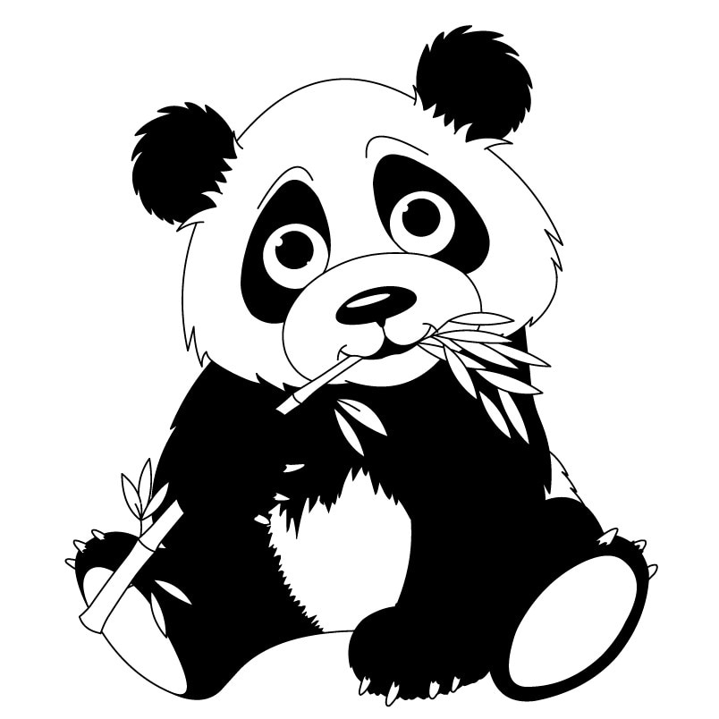 Sticker decorativ Un simpatic ursulet panda, Negru, 80x92 cm