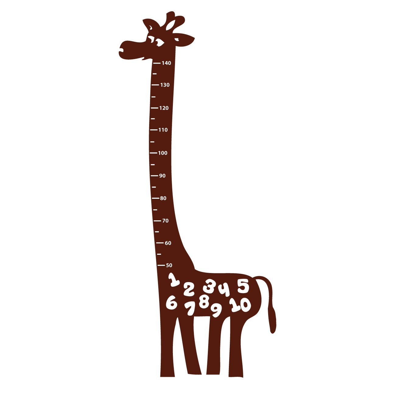 Sticker decorativ Girafa - sa ne masuram inaltimea, Maro, 71x163 cm