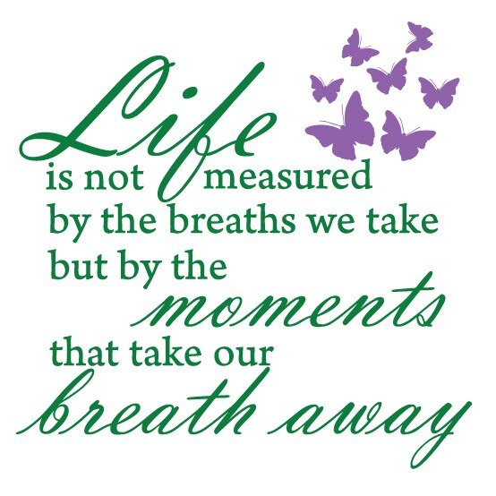 Sticker decorativ Viata si momentele ei importante, Verde deschis cu Violet levanda, 60x60 cm