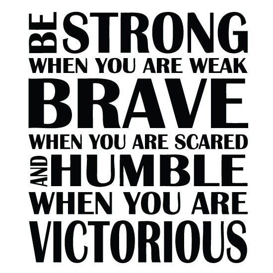 Sticker decorativ Strong Brave Humble, Negru, 70x80 cm
