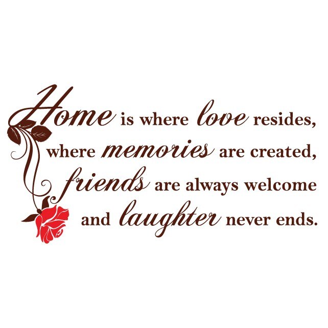 Sticker decorativ Home - dragoste, amintiri, prieteni, veselie, Maro cu Rosu deschis/ 111x60 cm