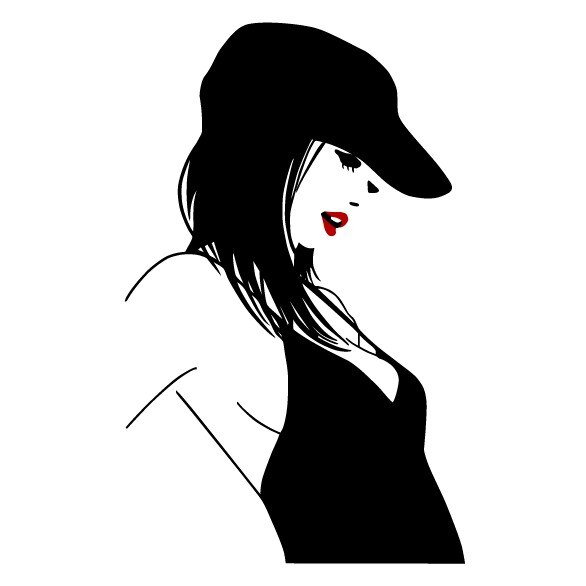 Fashion girl - sticker decorativ, Negru cu Rosu, 60x95 cm