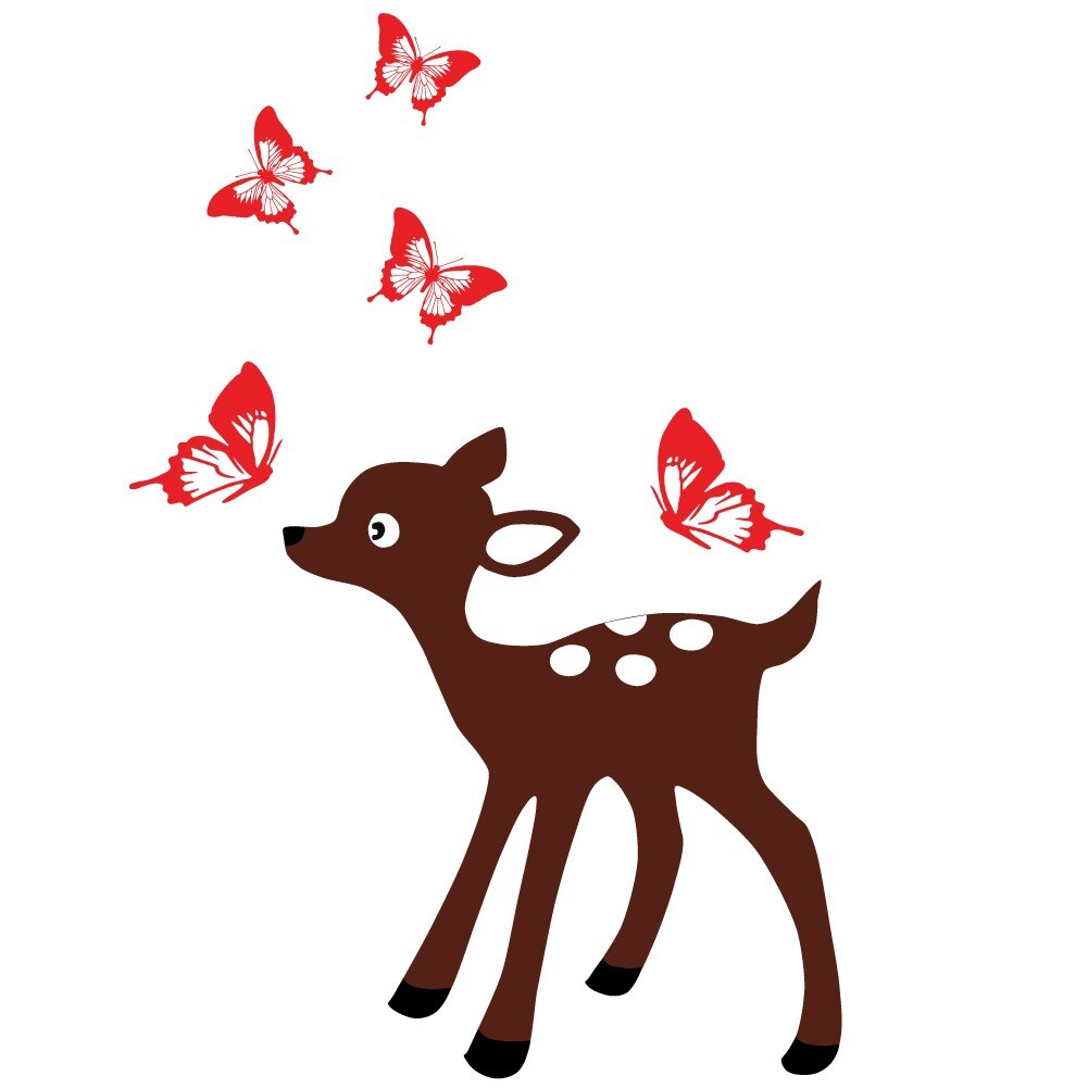 Puiul de caprioara - sticker copii, Maro cu Rosu deschis, 57x60 cm