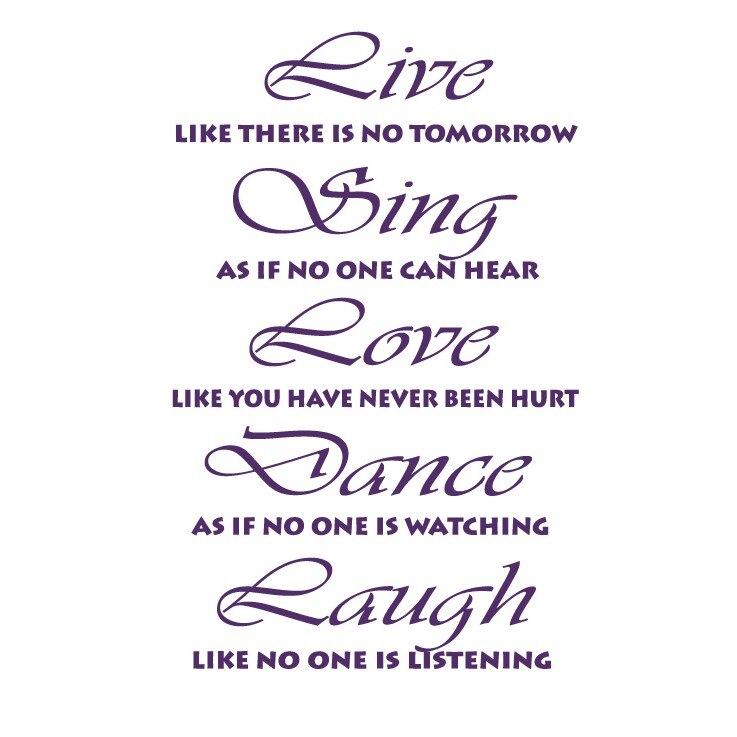 Sticker decorativ Live Sing Love Dance Laugh, Aubergine (Vanata), 80x126 cm