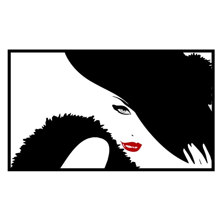 Sticker decorativ Fata misterioasa - autocolant decorativ, Negru cu Rosu, 102x60 cm