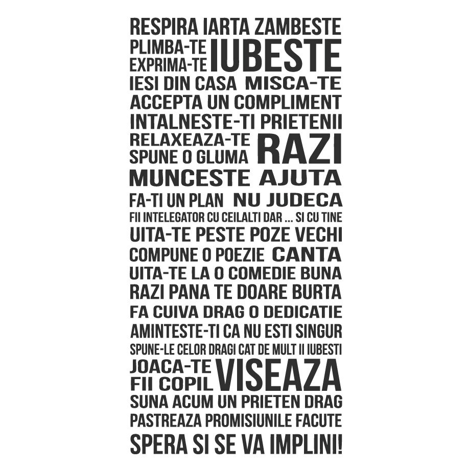 Sticker de perete mesaj - Respira Iarta Zambeste, Gri inchis, 60x122 cm