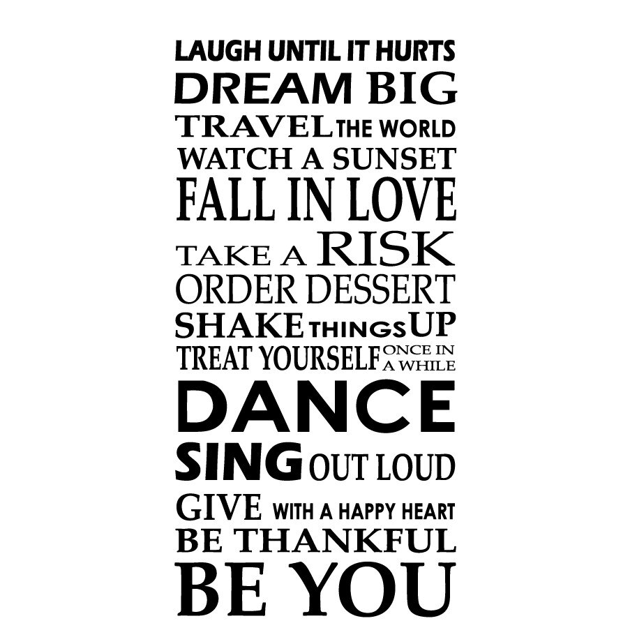 Sticker decorativ Laugh Until It Hurts...Be You, Negru, 50x102 cm