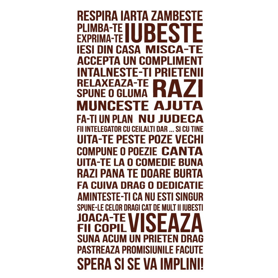 Sticker de perete mesaj - Respira Iarta Zambeste, Maro, 47x95 cm