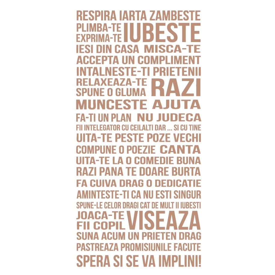 Sticker de perete mesaj - Respira Iarta Zambeste, Maro deschis, 60x122 cm